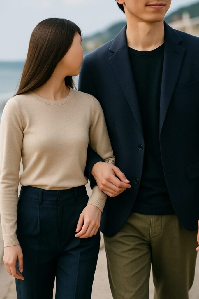 カップルが寄り添う写真
